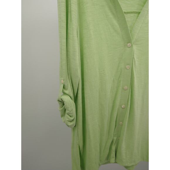 Chico's Tunic Top 2 L Cotton Blend Slub Button Front Knit Long Sleeve Mint NWT - Picture 9 of 13